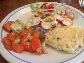Almond Crusted Fish with Radish Salad 