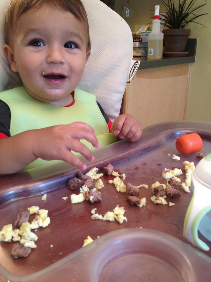 Eating steak and eggs (just turned 1)